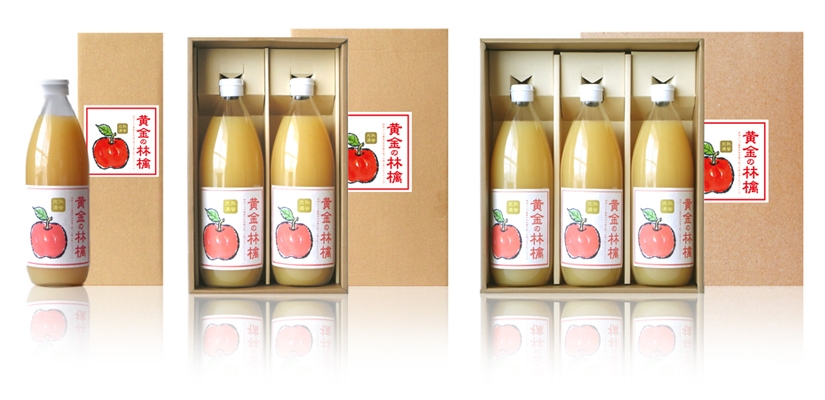 長野のりんごジュース黄金の林檎。ゴールデンアップルは、天然果汁100％のりんごジュースです
